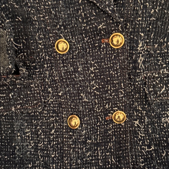 NEW NWT Anthropologie Denim Tweed Needle punched Double Breasted Coat blazer - Picture 5 of 13